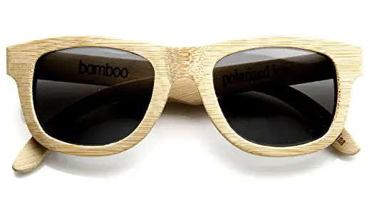 zeroUV Polarized Genuine Bamboo Wood Horn Rimmed Sunglasses and Case