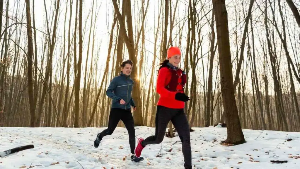 man and woman running